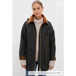 BARBOUR Olive Highclere Wax Jacket Size 4 NWOT